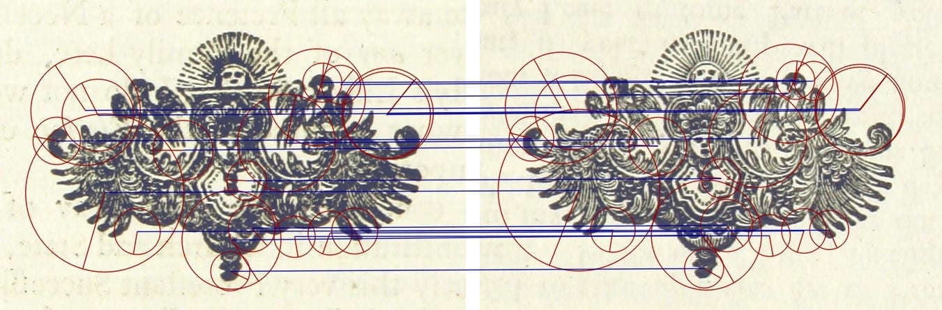 Keypoint matching of woodblock images