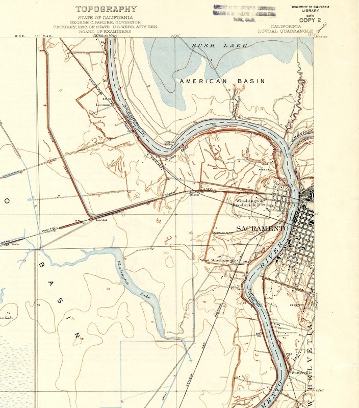 Topographic map of California, Sacramento Valley